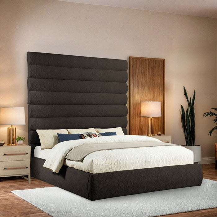 Meridian Furniture - Adam Brown Boucle Fabric Upholstered King Bed - B1256Brown-K90 - GreatFurnitureDeal