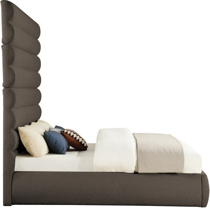 Meridian Furniture - Adam Brown Boucle Fabric Upholstered King Bed - B1256Brown-K90 - GreatFurnitureDeal