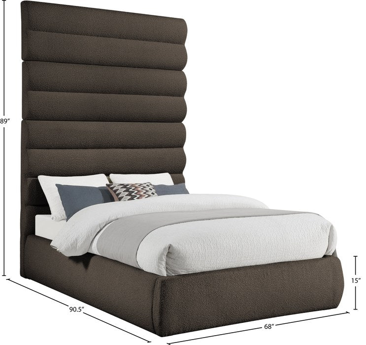 Meridian Furniture - Adam Brown Boucle Fabric Upholstered King Bed - B1256Brown-K90 - GreatFurnitureDeal