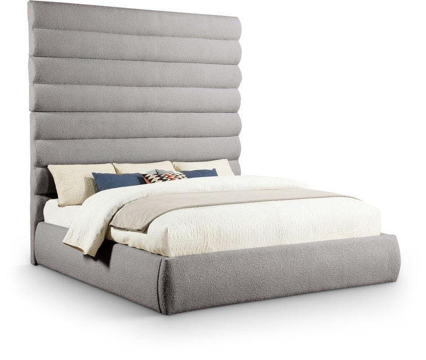 Meridian Furniture - Adam Taupe Boucle Fabric Upholstered King Bed - B1256Taupe-K90 - GreatFurnitureDeal