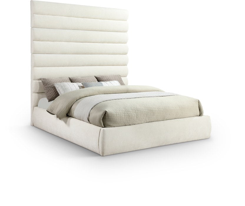 Meridian Furniture - Adam Cream Chenille Fabric Upholstered King Bed - B1257Cream-K90 - GreatFurnitureDeal