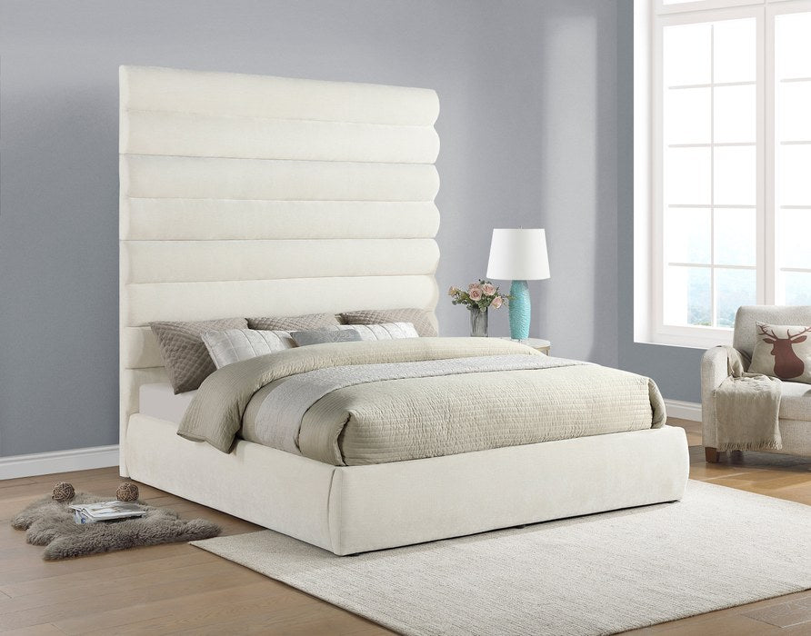 Meridian Furniture - Adam Cream Chenille Fabric Upholstered King Bed - B1257Cream-K90 - GreatFurnitureDeal
