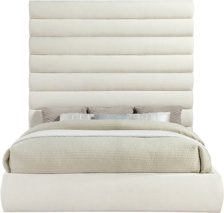 Meridian Furniture - Adam Cream Chenille Fabric Upholstered King Bed - B1257Cream-K90 - GreatFurnitureDeal