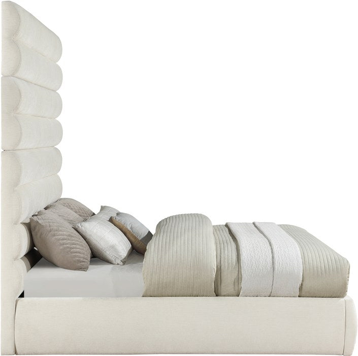 Meridian Furniture - Adam Cream Chenille Fabric Upholstered King Bed - B1257Cream-K90 - GreatFurnitureDeal