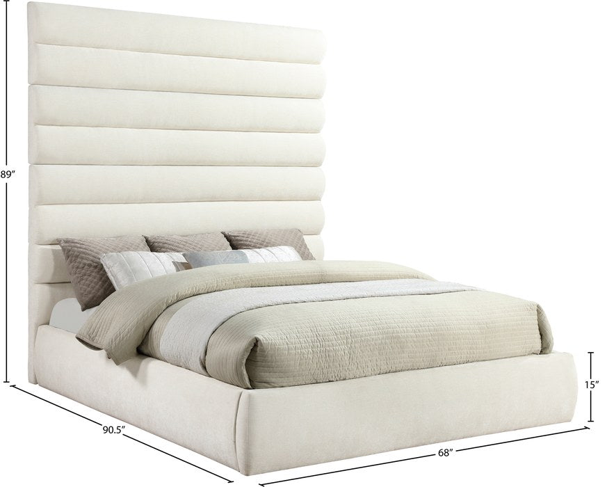 Meridian Furniture - Adam Cream Chenille Fabric Upholstered King Bed - B1257Cream-K90 - GreatFurnitureDeal