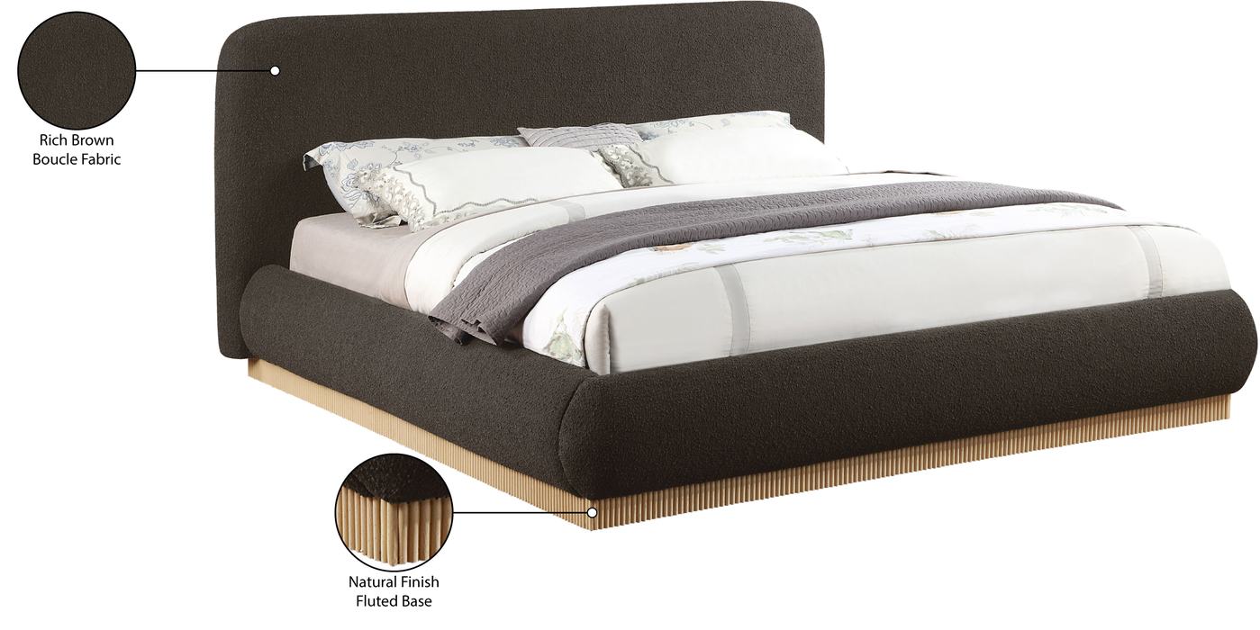 Meridian Furniture - Rigby Brown Boucle Fabric Upholstered King Bed - B1275Brown-K - GreatFurnitureDeal