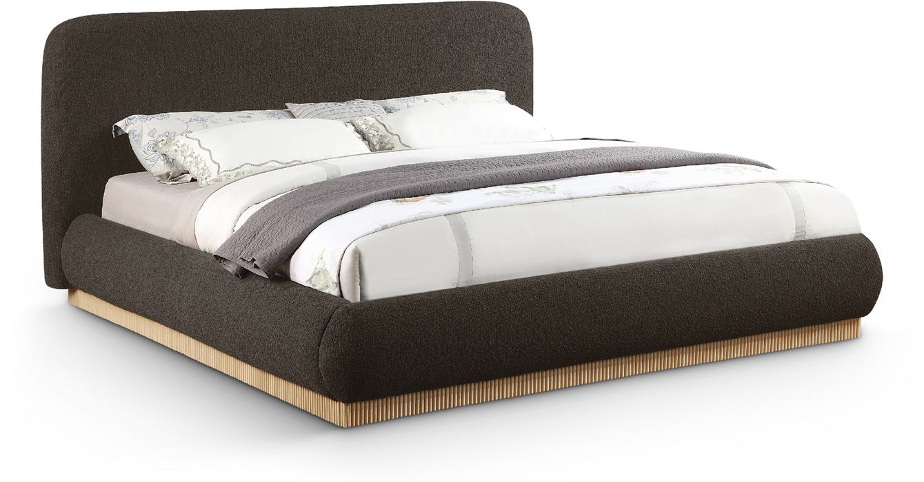 Meridian Furniture - Rigby Brown Boucle Fabric Upholstered King Bed - B1275Brown-K - GreatFurnitureDeal