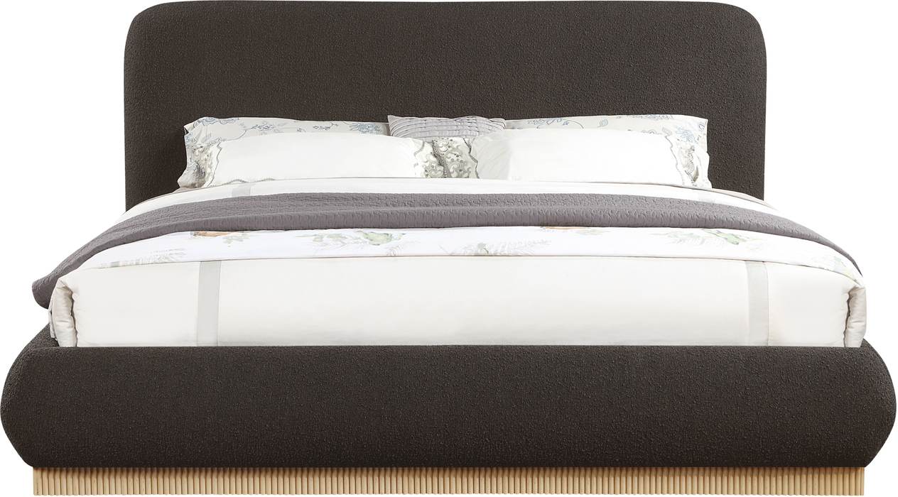 Meridian Furniture - Rigby Brown Boucle Fabric Upholstered King Bed - B1275Brown-K - GreatFurnitureDeal