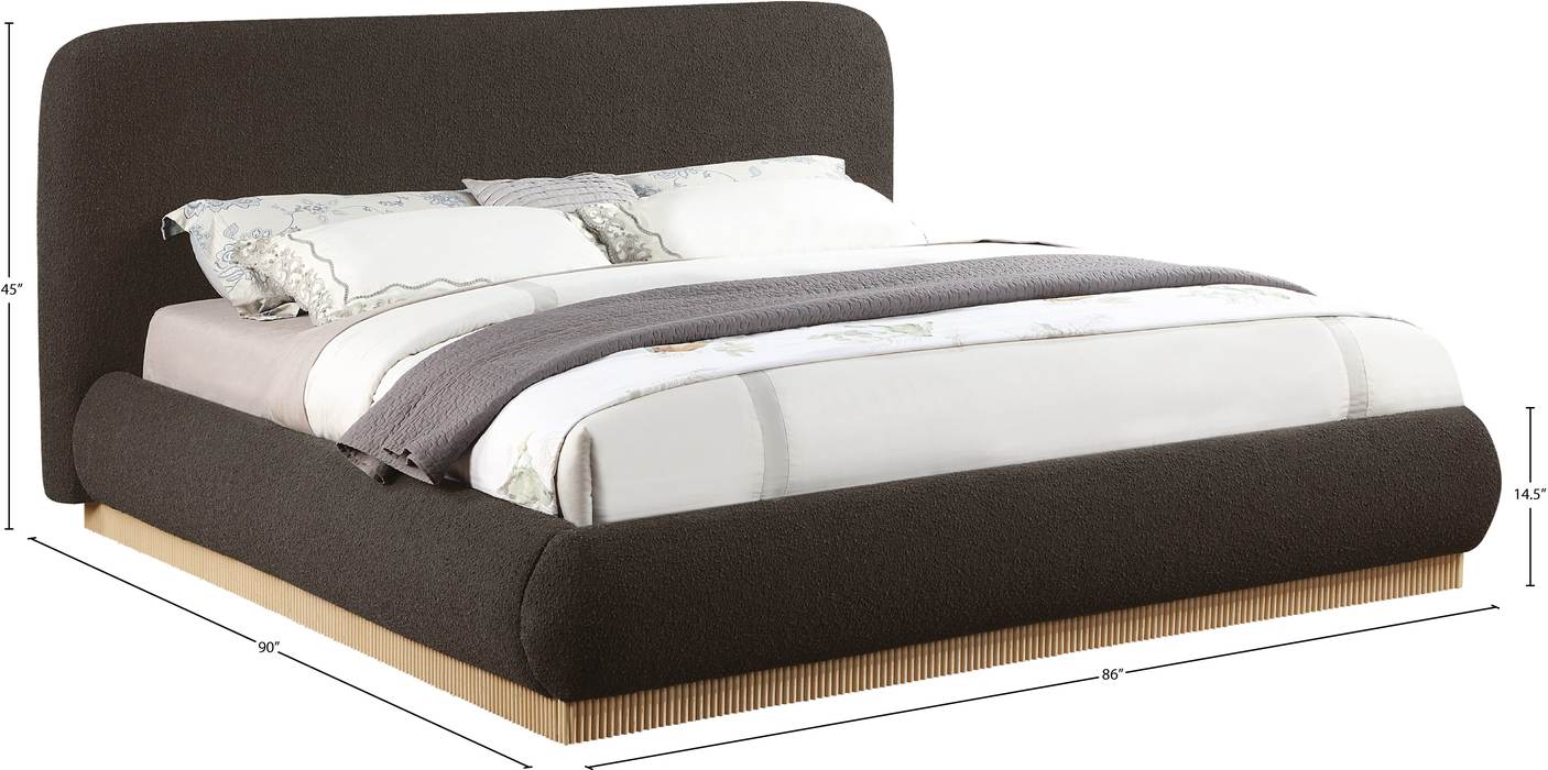 Meridian Furniture - Rigby Brown Boucle Fabric Upholstered King Bed - B1275Brown-K - GreatFurnitureDeal