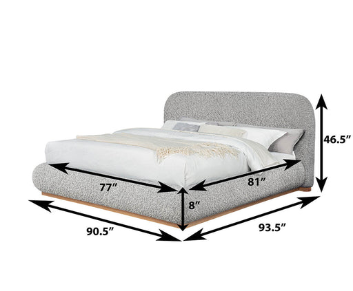 Mariano Furniture - Platform Queen Bed with Boucle Fabric Upholstery in Rich Gray - BQ-B16-QB - GreatFurnitureDeal