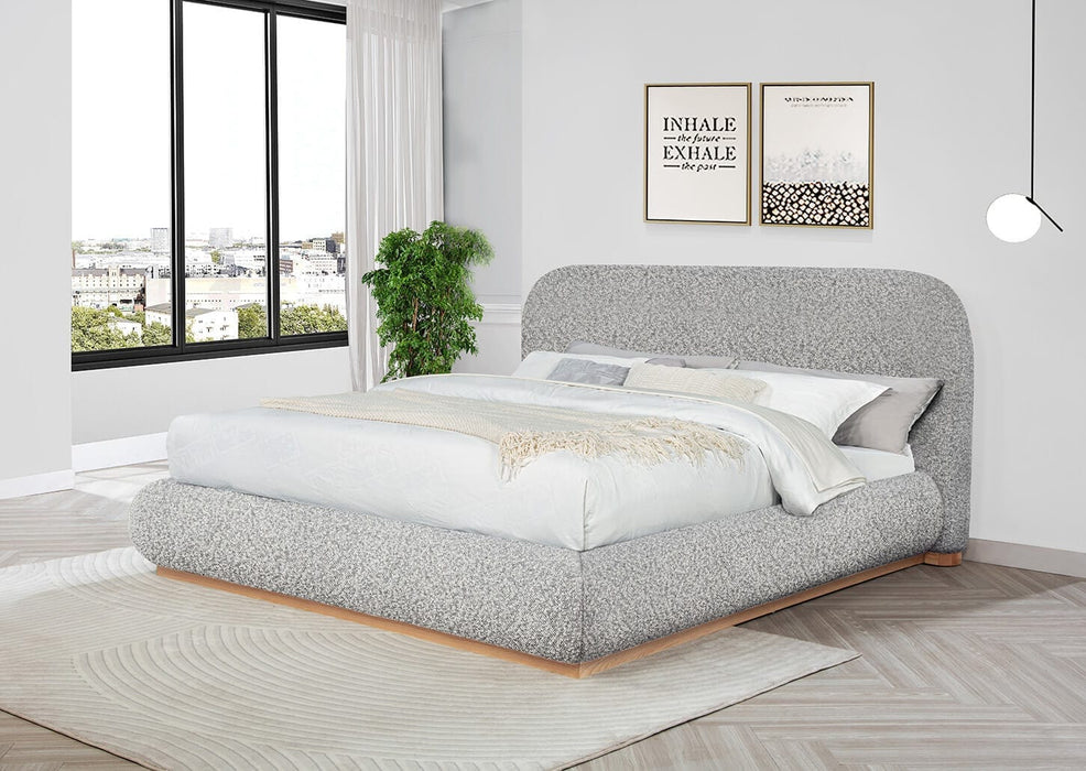 Mariano Furniture - Platform Queen Bed with Boucle Fabric Upholstery in Rich Gray - BQ-B16-QB - GreatFurnitureDeal
