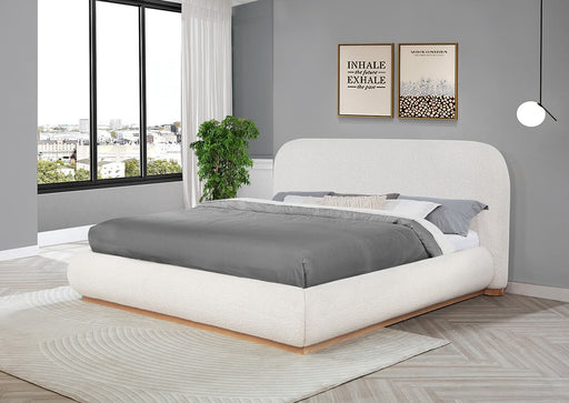 Mariano Furniture - Platform King Bed with Boucle Fabric Upholstery in Cream - BQ-B17-EKB - GreatFurnitureDeal