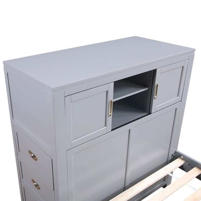 Homelegance - Sloane Full Bookcase Bed with Hidden Desk, Stool and Storage Bench in Gray - B2024GYBCF-1 - GreatFurnitureDeal