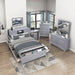 Homelegance - Sloane Full Bookcase Bed with Hidden Desk, Stool and Storage Bench in Gray - B2024GYBCF-1 - GreatFurnitureDeal