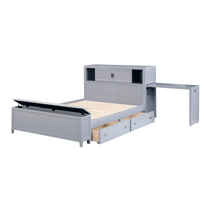 Homelegance - Sloane Full Bookcase Bed with Hidden Desk, Stool and Storage Bench in Gray - B2024GYBCF-1 - GreatFurnitureDeal