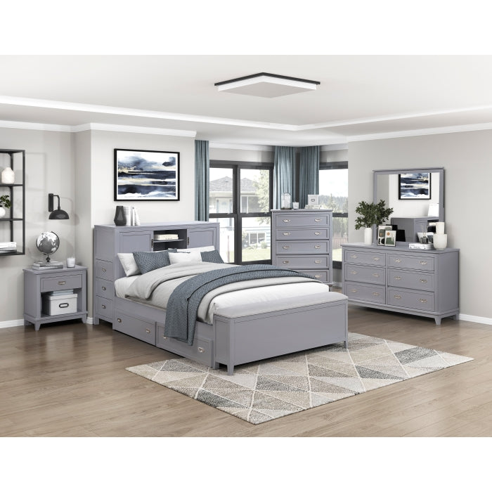 Homelegance - Sloane Full Bookcase Bed with Hidden Desk, Stool and Storage Bench in Gray - B2024GYBCF-1 - GreatFurnitureDeal
