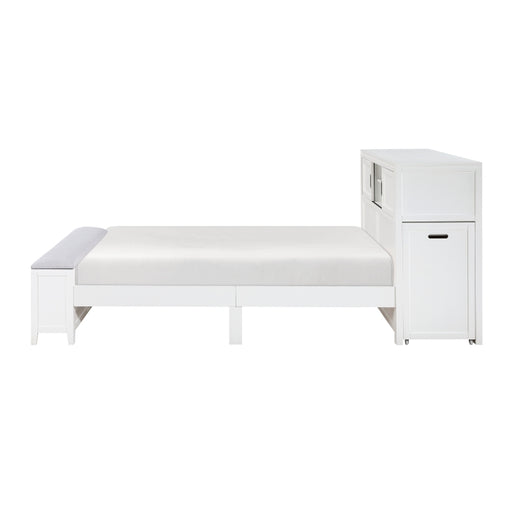 Homelegance - Sloane Full Bookcase Bed with Hidden Desk, Stool and Storage Bench in White - B2024WHBCF-1 - GreatFurnitureDeal