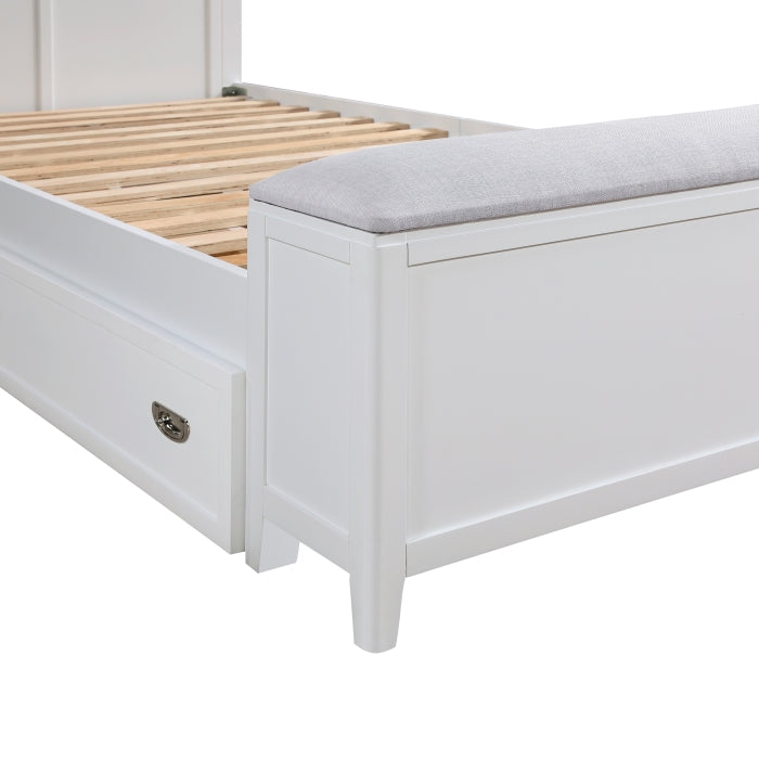 Homelegance - Sloane Twin Bookcase Bed with Hidden Desk, Stool and Storage Bench in White - B2024WHBC-1 - GreatFurnitureDeal