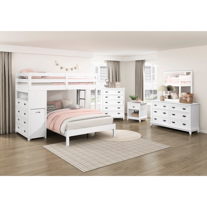 Homelegance - Sloane Twin/Full Loft Bunk Bed with Chest and Hidden Desk in White - B2024WHLTF-1 - GreatFurnitureDeal