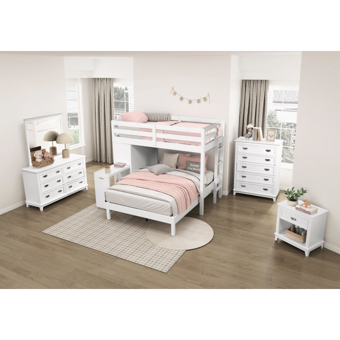 Homelegance - Sloane Twin/Full Loft Bunk Bed with Chest and Hidden Desk in White - B2024WHLTF-1 - GreatFurnitureDeal