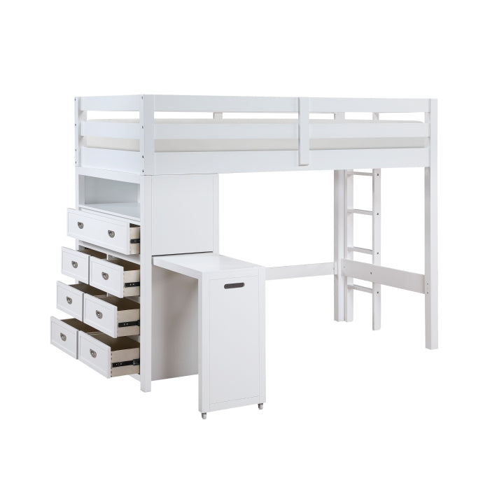 Homelegance - Sloane Twin/Full Loft Bunk Bed with Chest and Hidden Desk in White - B2024WHLTF-1 - GreatFurnitureDeal