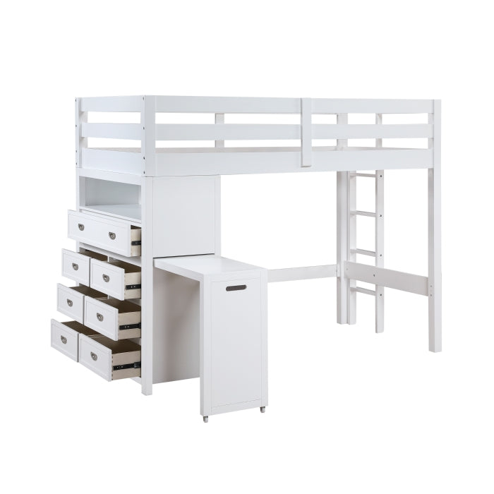 Homelegance - Sloane Twin/Full Loft Bunk Bed with Chest and Hidden Desk in White - B2024WHLTF-1 - GreatFurnitureDeal