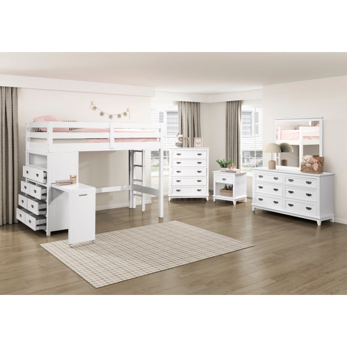 Homelegance - Sloane Twin/Full Loft Bunk Bed with Chest and Hidden Desk in White - B2024WHLTF-1 - GreatFurnitureDeal