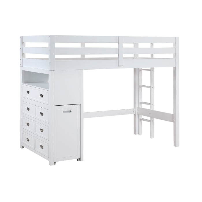 Homelegance - Sloane Twin/Full Loft Bunk Bed with Chest and Hidden Desk in White - B2024WHLTF-1 - GreatFurnitureDeal