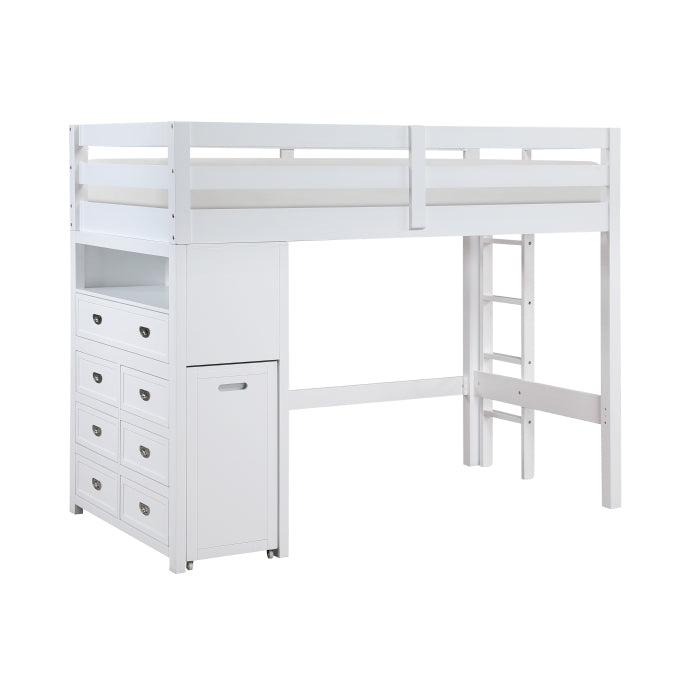 Homelegance - Sloane Twin/Full Loft Bunk Bed with Chest and Hidden Desk in White - B2024WHLTF-1