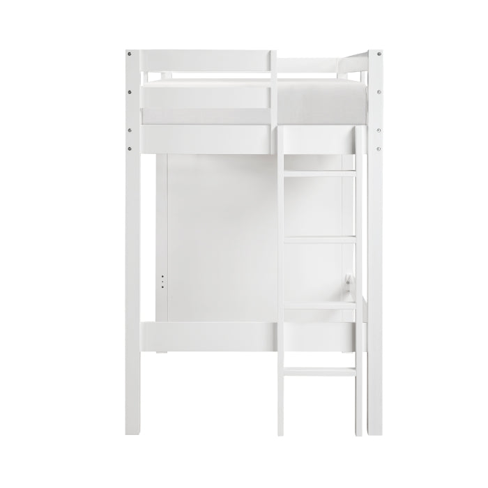 Homelegance - Sloane Twin/Full Loft Bunk Bed with Chest and Hidden Desk in White - B2024WHLTF-1 - GreatFurnitureDeal