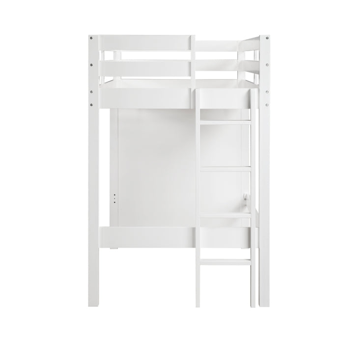 Homelegance - Sloane Twin/Full Loft Bunk Bed with Chest and Hidden Desk in White - B2024WHLTF-1 - GreatFurnitureDeal