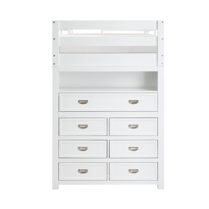 Homelegance - Sloane Twin/Full Loft Bunk Bed with Chest and Hidden Desk in White - B2024WHLTF-1 - GreatFurnitureDeal