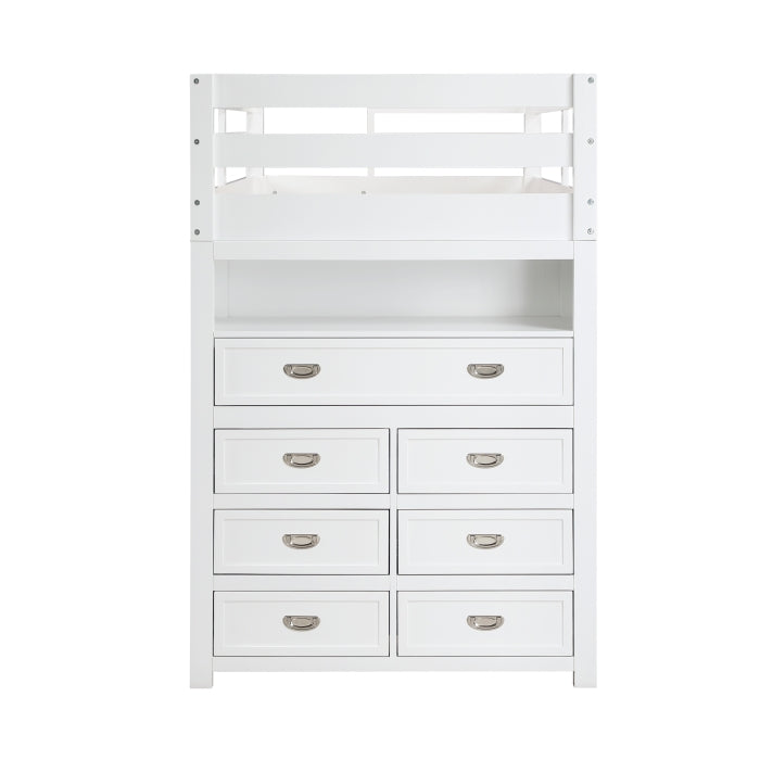 Homelegance - Sloane Twin/Full Loft Bunk Bed with Chest and Hidden Desk in White - B2024WHLTF-1 - GreatFurnitureDeal