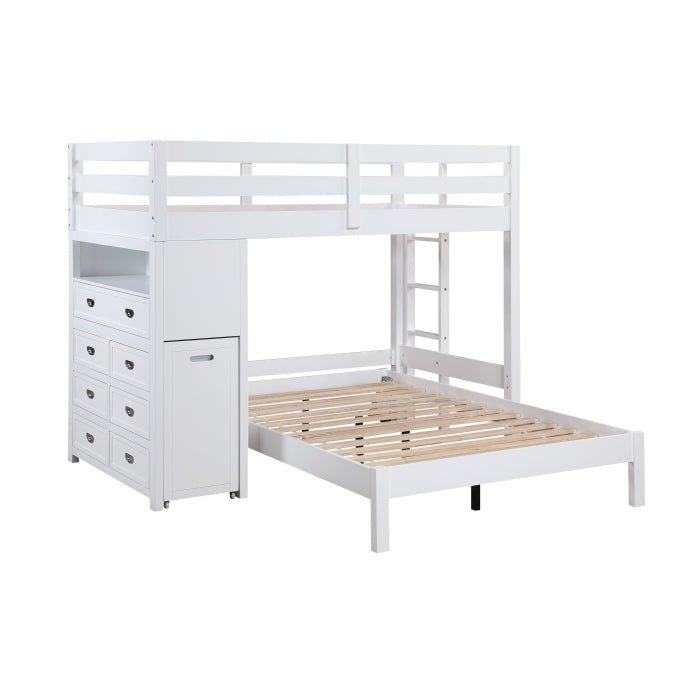 Homelegance - Sloane Twin/Full Loft Bunk Bed with Chest and Hidden Desk in White - B2024WHLTF-1 - GreatFurnitureDeal