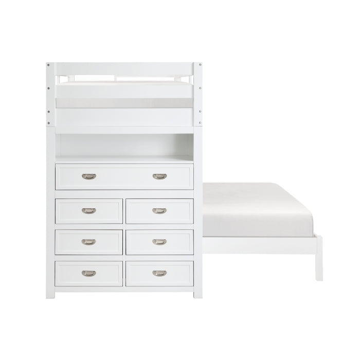 Homelegance - Sloane Twin/Full Loft Bunk Bed with Chest and Hidden Desk in White - B2024WHLTF-1