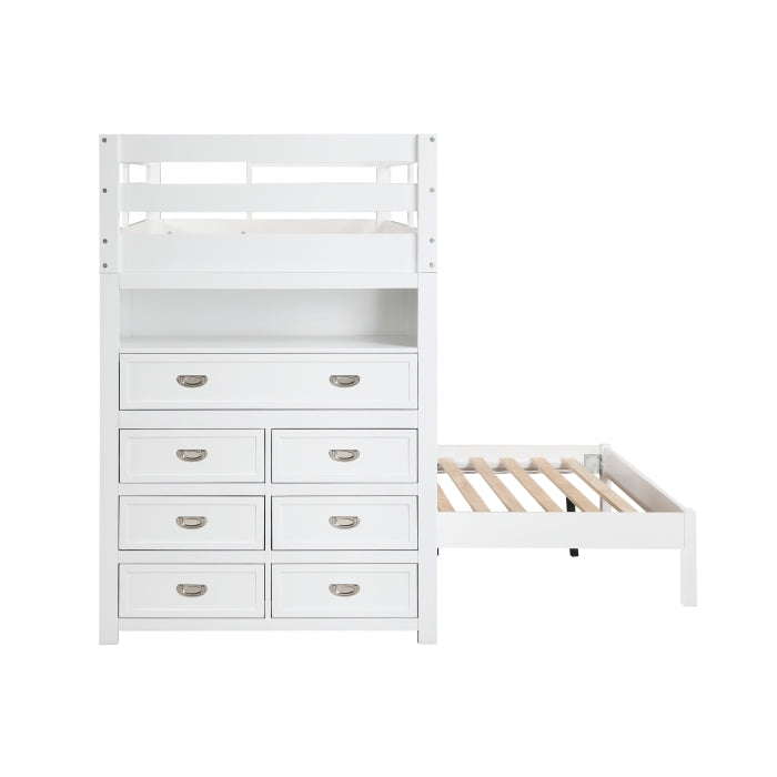 Homelegance - Sloane Twin/Full Loft Bunk Bed with Chest and Hidden Desk in White - B2024WHLTF-1