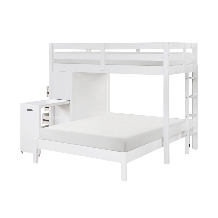 Homelegance - Sloane Twin/Full Loft Bunk Bed with Chest and Hidden Desk in White - B2024WHLTF-1