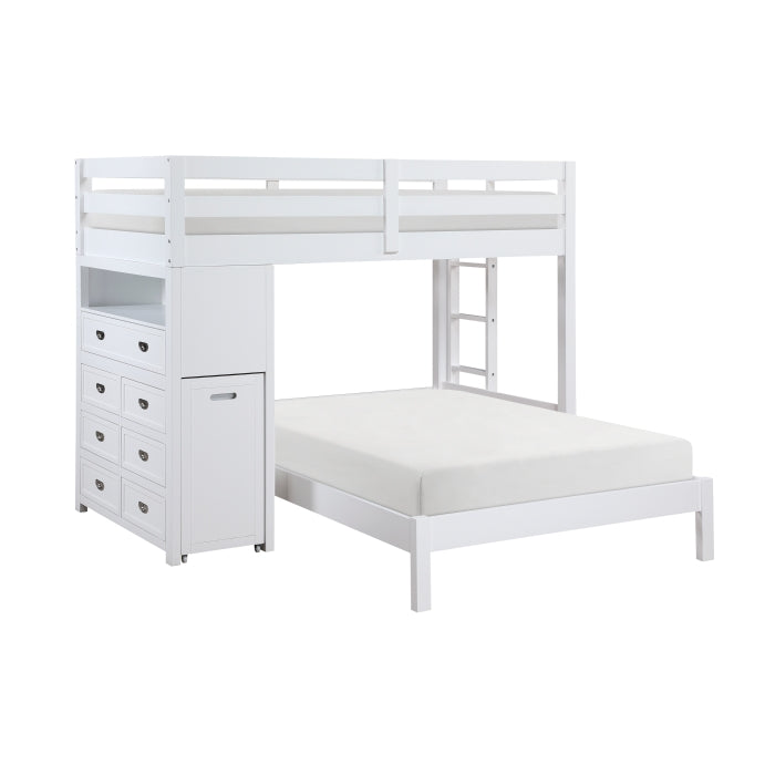 Homelegance - Sloane Twin/Full Loft Bunk Bed with Chest and Hidden Desk in White - B2024WHLTF-1