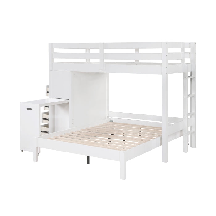 Homelegance - Sloane Twin/Full Loft Bunk Bed with Chest and Hidden Desk in White - B2024WHLTF-1