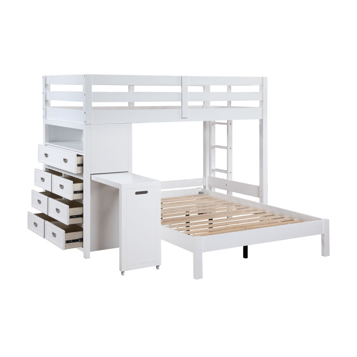 Homelegance - Sloane Twin/Full Loft Bunk Bed with Chest and Hidden Desk in White - B2024WHLTF-1