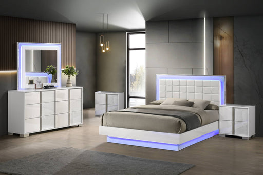 Mariano Furniture - B750 5 Piece Queen Bedroom Set in White Lacquer - BQ-B750-Q4N - GreatFurnitureDeal