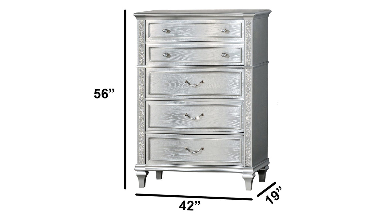 Mariano Furniture - B760 - 6 Piece King Led Bedroom Set in Silver Glam - BQ-B760-EK4NC - GreatFurnitureDeal