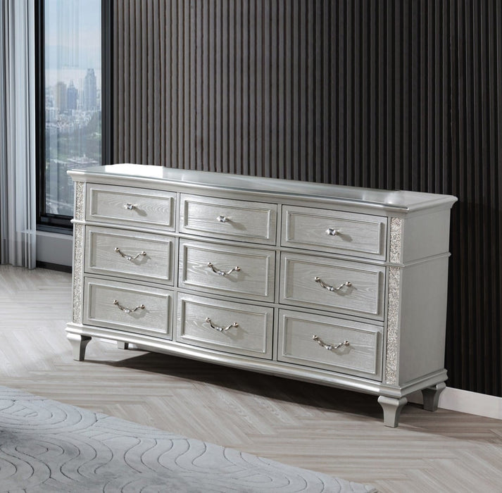 silver glam dresser Furniture of America Gala Glam 2-Piece Silver 12-Drawer Dresser and Mirror Set with LED Lighting - Bed Bath & Beyond
