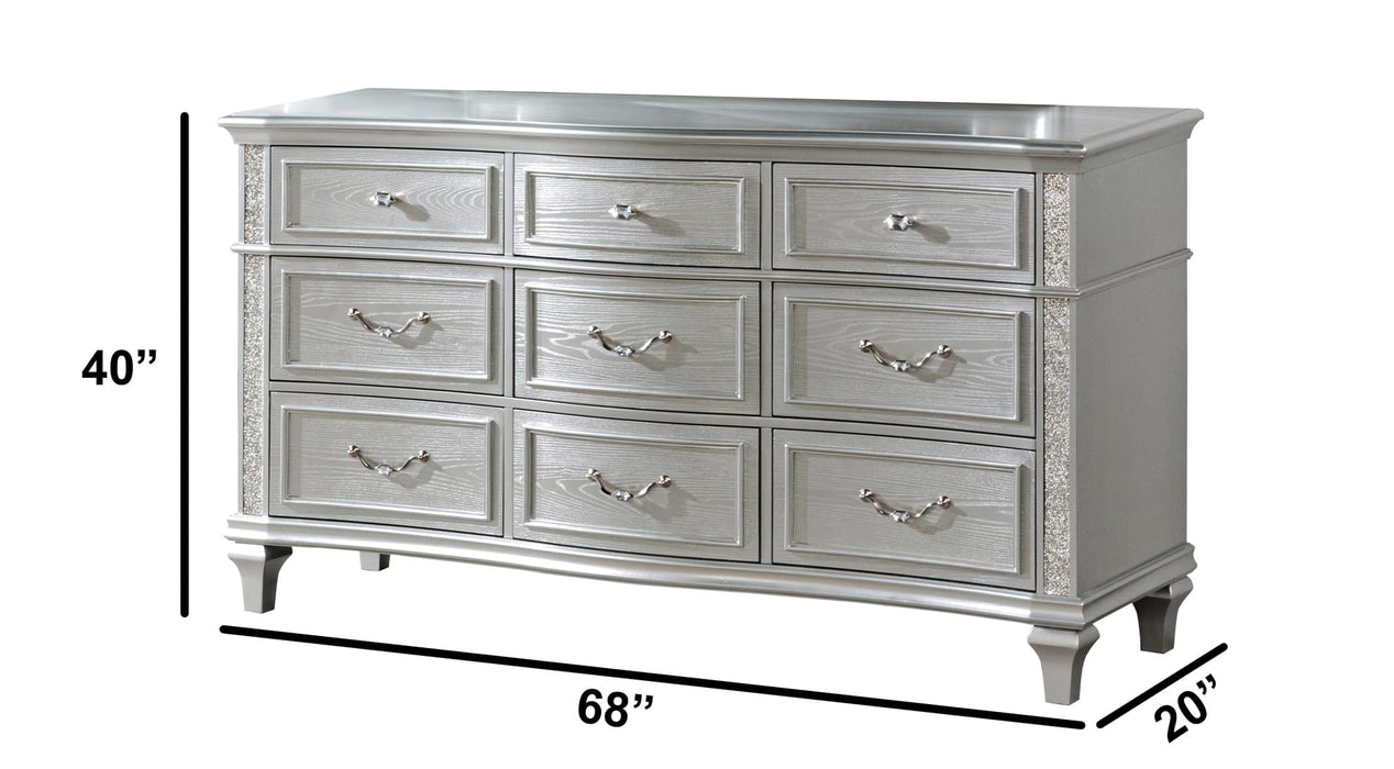 Mariano Furniture - B760 - 6 Piece Queen Led Bedroom Set in Silver Glam - BQ-B760-Q4NC - GreatFurnitureDeal