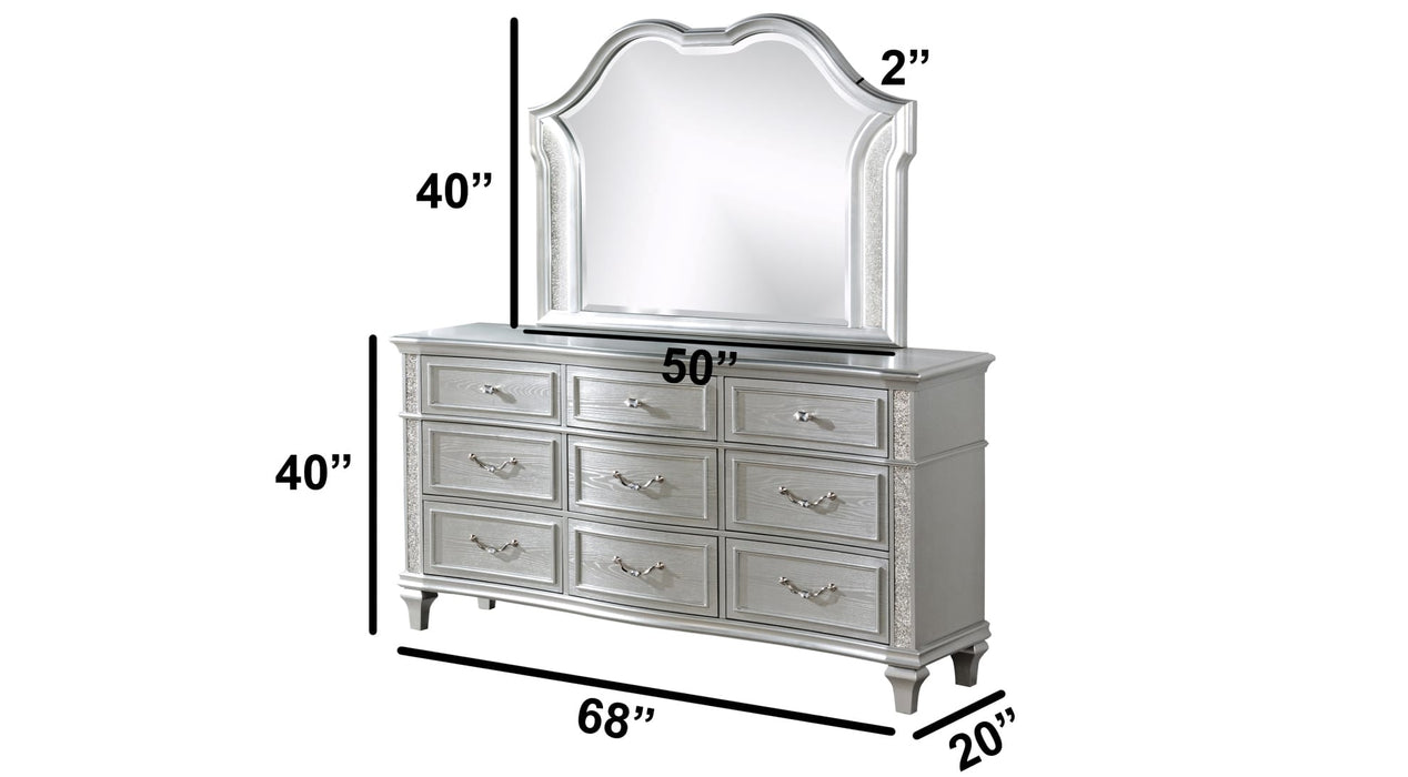 Mariano Furniture - B760 - 6 Piece Queen Led Bedroom Set in Silver Glam - BQ-B760-Q4NC - GreatFurnitureDeal