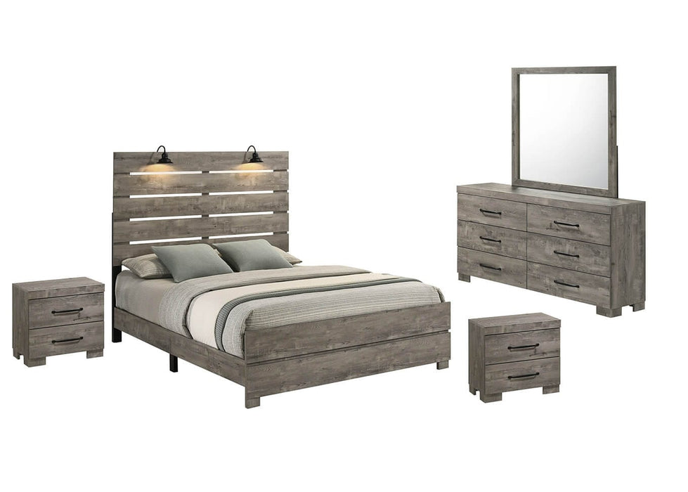 Mariano Furniture - 5 Piece Queen Bedroom Set with Headboard Lamps in Antique Gray - BQ-B820-Q4N - GreatFurnitureDeal