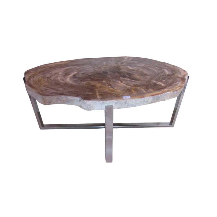 GJ Styles - Petrified Wood Table with Stainless Steel Base - BABS1547 - GreatFurnitureDeal