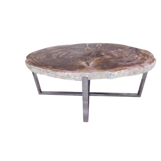 GJ Styles - Petrified Wood Table with Stainless Steel Base - BABS1548 - GreatFurnitureDeal