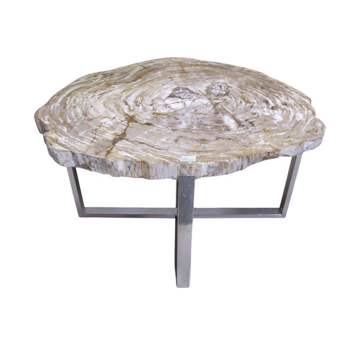 GJ Styles - Petrified Wood Table with Stainless Steel Base - BABS1816 - GreatFurnitureDeal