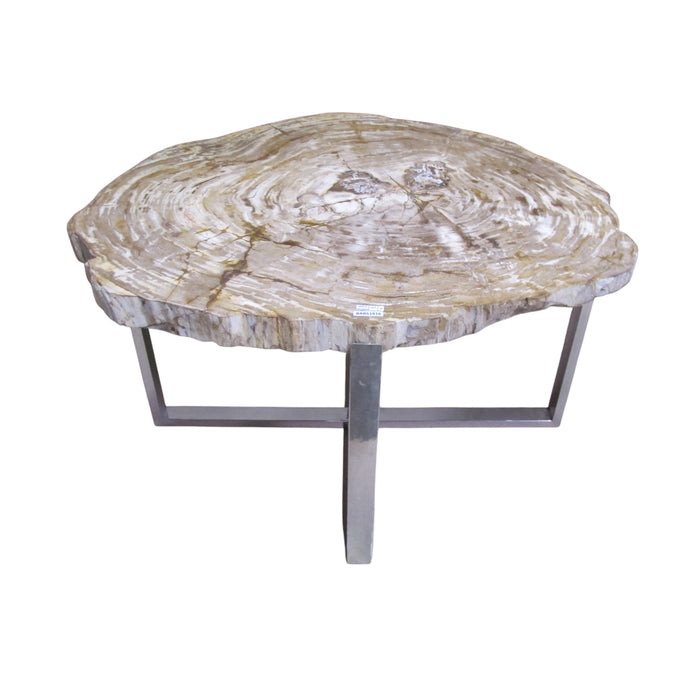 GJ Styles - Petrified Wood Table with Stainless Steel Base - BABS1816 - GreatFurnitureDeal